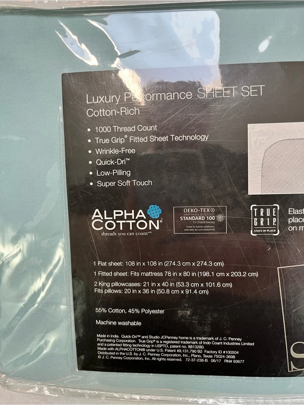 Studio JCP Home Luxury Performance King Sheet Set 1,000 Thread Count Blue NWT